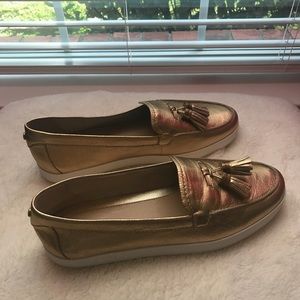 Brand new in season MK gold loafers with Tassel.